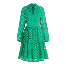 NWT J.Crew Tiered Popover in Vintage Kelly Embroidered Eyelet V-neck Dress S - £72.57 GBP