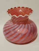 Vintage Fenton Glass Cranberry Swirl Lamp Shade Ruffled Top Aladdin Oil Student - £77.84 GBP