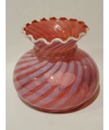 Vintage Fenton Glass Cranberry Swirl Lamp Shade Ruffled Top Aladdin Oil ... - £78.89 GBP