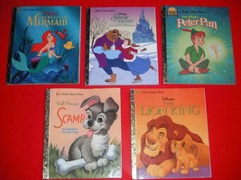 Lot of A little Golden Book Disney&#39;s Lion King Peter Pan Scamp Mermaid Beauty Bs - £8.66 GBP