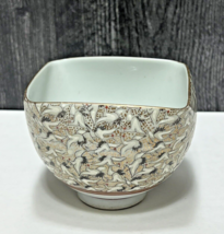Rare Flying Crane Birds Motif Pattern Japanese Porcelain Rice Bowl Hand ... - $47.52