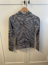 ATHLETA Seamless Full Zip Hoodie Jacket Marbled Grey Sz Medium M - £19.11 GBP