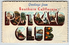 Greetings From Southern California Postcard Club Large Letter Linen Curt... - £9.48 GBP