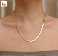 18 Kt, 22 Kt Hallmark REAL GOLD Flat Snake Chain Women&#39;s Necklace Chain 5.46MM - £2,057.18 GBP+