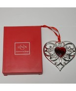 Lenox Red Gem Heart Silverplate Bejeweled Christmas Ornament  - $14.84