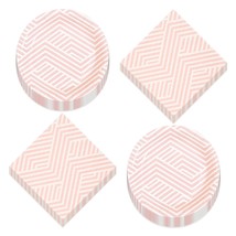 HOME &amp; HOOPLA Pretty Pink Chevron Scalloped Paper Dinner Plates and Napkins For  - £12.04 GBP+
