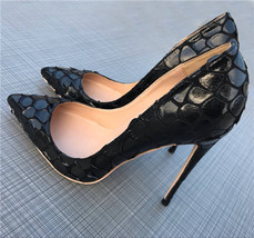 Wedding Shoes Bride Sexy Womens Black High Heel Shoes Pointed Toe Apricot Party  - £120.99 GBP