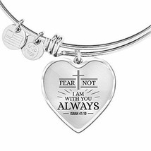 Express Your Love Gifts Isaiah 41:10 Fear Not Engraved Stainless Steel Heart Ban - £38.99 GBP