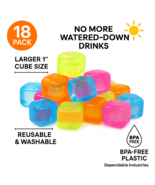 18-Pack Reusable Ice Cubes – 1&quot; Square BPA-Free Multicolor Chilling Cubes - $8.41
