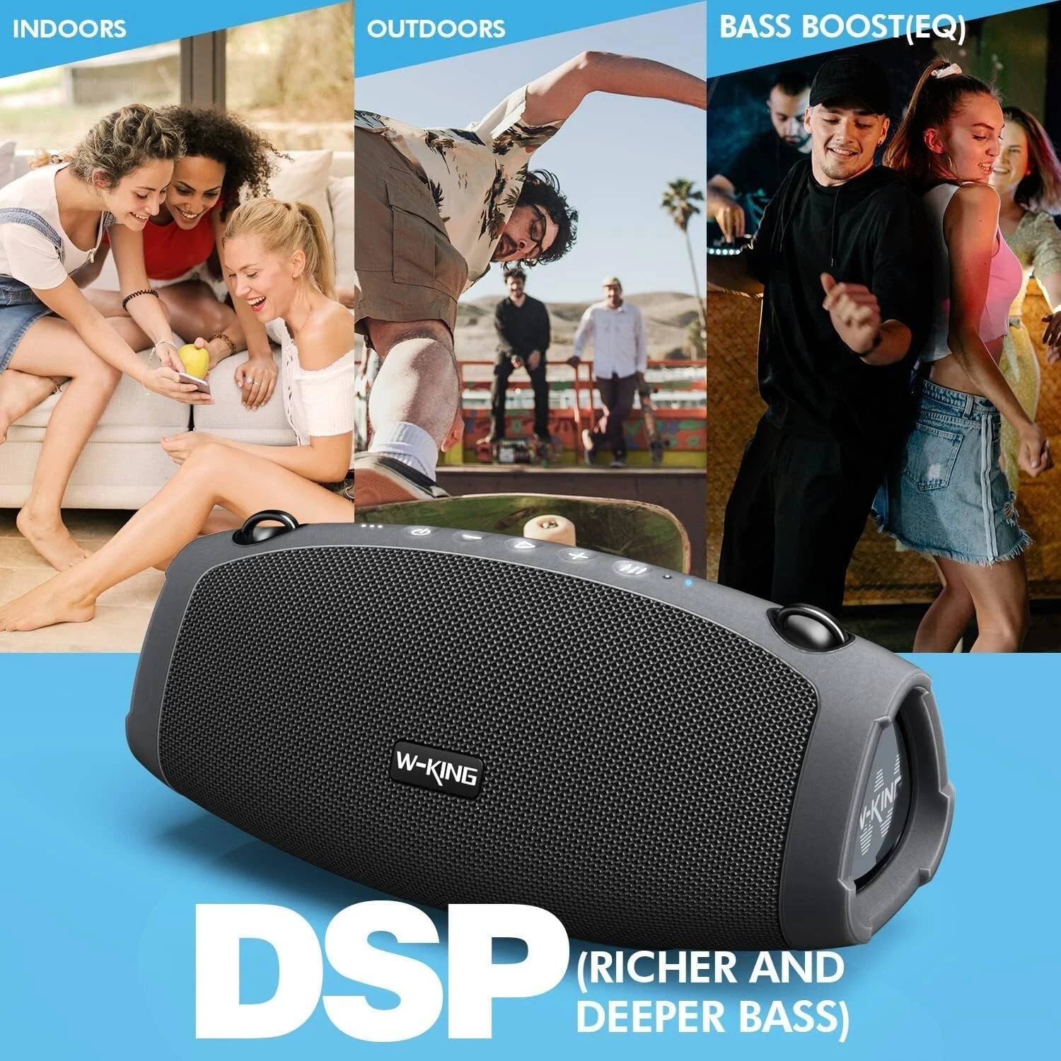 W-KING X10 Portable Loud Bluetooth Speaker 120W PEAK 70W Waterproof Outdoor Item image 6