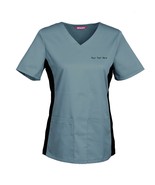 Custom Embroidered Women&#39;s Scrub top Personalised with your Text Workwear  - $23.98