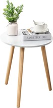 Apicizon Round Side Table, White Nightstand Coffee End Table For, 16 X 20 Inches - £36.97 GBP