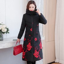 2023 New Women&#39;s Winter Jacket Hooded Embroidery Long Coat Female Casual Thick W - £76.49 GBP