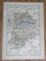 1887 Antique Map Of Vicinity Of Paris / Department Of Seine Melun France - £21.96 GBP