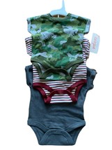 Baby Newborn Jumper Bodysuits Boys Snap Bottom Set Dinosaur Camo Stripe Solid - £12.52 GBP