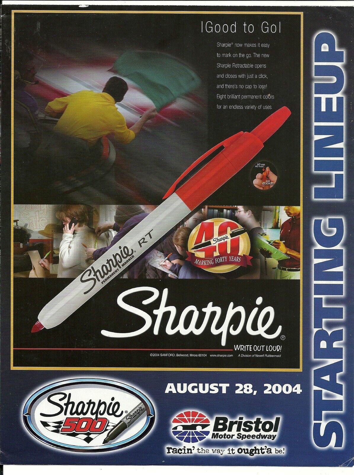 2004 Sharpie 500 Starting Line Up - $5.05