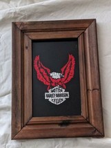 1980&#39;s Harley Davidson Carnival Glitter Mirror Wood Frame 11.5&quot; x 8.5&quot; Man Cave - £43.80 GBP