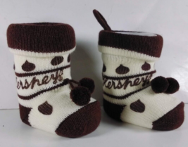 Vtg Plastic Boot Hershey&#39;s Kisses Knitted Sock Cover Brown &amp; White Candy Holders - £9.36 GBP