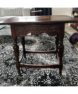 Antique Early 1900s Edwardian Carved Walnut Parlor Side Table W/Drawer - $995.00