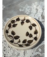 Ceramic Cream Green Ivy Pattern 5&quot; W x 1.5&quot; H Pillar Candle Plate Emboss... - $9.13