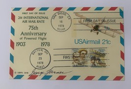 75th Anniversary Wright Bros 21 Cent Air Mail Cover 1978 George Turner A... - £6.18 GBP