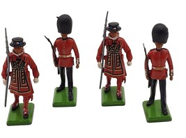 Britains LTD Lead Royal Palace Guard England Red Coat Rare 1970&#39;s Lot Of 4 VTG - £35.20 GBP