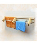 Handmade Wooden Wall Mounted Towel Rail Holder Rack Kitchen Solid Wood F... - £19.78 GBP+