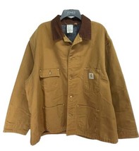 Vtg Carhartt Jacket Brown Duck Wool Blanket Lined Work Chore 6BLC Size 5... - £91.37 GBP