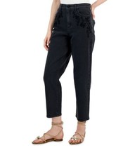 INC International Concepts Embroidered Pocket Straight Pants Black 16 - £27.20 GBP