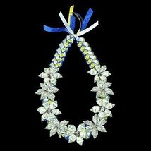 Graduation Money Lei Flower New Bills Blue Yellow &amp; White Four Braided Ribbons - £70.97 GBP