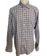 Peter Millar Blue Plaid Long Sleeve Button Down Shirt Size L - $58.64 CAD