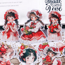 18 Pcs Cute Strawberry Floral Girl Sticker Set Scrapbook Journal Embellishment - £5.98 GBP