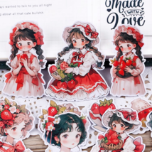 18 Pcs Cute Strawberry Floral Girl Sticker Set Scrapbook Journal Embellishment - £6.00 GBP