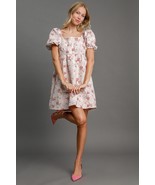 Umgee Heart Jacquard Square Neck Puff Sleeve Mini Dress - €56,86 EUR
