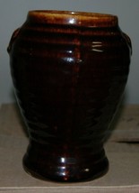 Brown Ovoid Shape Ceramic Pottery Vase 6&quot; Ribbed - £15.75 GBP