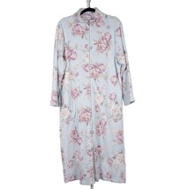 Miss Elaine Robe L Womens Fleece Floral Blue Purple Full Zip Cozy Warm Long - £22.09 GBP