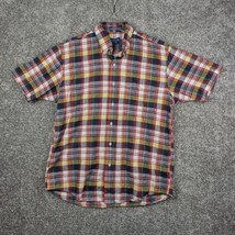 Pendleton Shirt Mens Large Red Plaid Madras Cotton Oceanside Short Sleeve Camp - £9.10 GBP