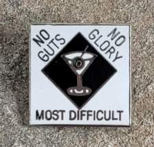 Vintage Most Difficult Martini No Guts Glory Black Diamond Level Ski Lapel Pin - £12.48 GBP
