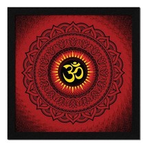 OM Powerful Mandala Red Wall Art Painting Photo Frame 13 x 13 in - £20.48 GBP