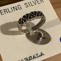 Vintage Sterling Silver Marsala MARCASITE Ring Size 6 - $38.00