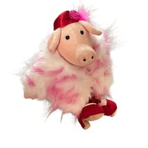 Jellycat Pig In Fur Coat Red Shoes Hat Lady Fashion Plush Stuffed Animal... - $19.77