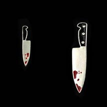Bloody Knife Earrings Tiny Asymmetric Pair Comic Horror Halloween Goth Punk Chef - £6.35 GBP