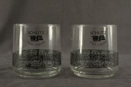 VINTAGE Advertising Barware 2PC Lot Black ACL SCHLITZ Malt Liquor Glasses - £11.31 GBP