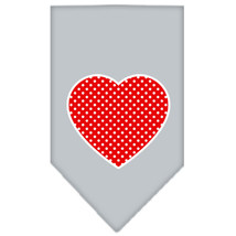 Red Swiss Dot Heart Screen Print Bandana Grey Small - £9.07 GBP