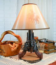 Western Wild West Triple Six Shooters Revolver Guns Side Table Lamp Statue Decor - $95.99