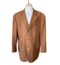 Vintage Andrew Fezza Polyester Suede Brown Blazer Jacket Men&#39;s Size 40S - £23.68 GBP