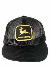 John Deere Rare Noir Jaune Logo Maille Louisville Mfg Co Réglable Fait En USA - £179.49 GBP