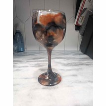 Small Handmade Halloween Glass 10 oz Wine Glass, Water Marbled - £11.87 GBP