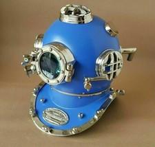 18&quot;Vintage Scuba Diving Helmet US Navy Mark V Blue Finish Deep Sea Diver... - £174.65 GBP