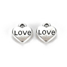 10 Word Charms LOVE Charms Pendants Inspirational Antiqued Silver Tag Charms 9mm - £3.18 GBP